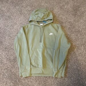 Nike Olive Green Pullover Hoodie with White Swoosh